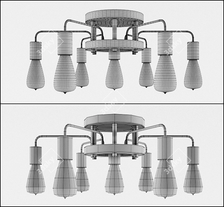 Arte Lamp GELO A6001PL-7BK: Stylish Loft Lighting 3D model image 3