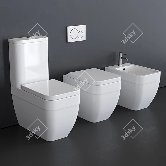 Scarabeo Next Collection: Ceramic Toilet & Bidet 3D model image 1