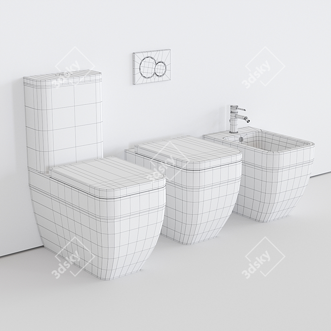 Scarabeo Next Collection: Ceramic Toilet & Bidet 3D model image 3