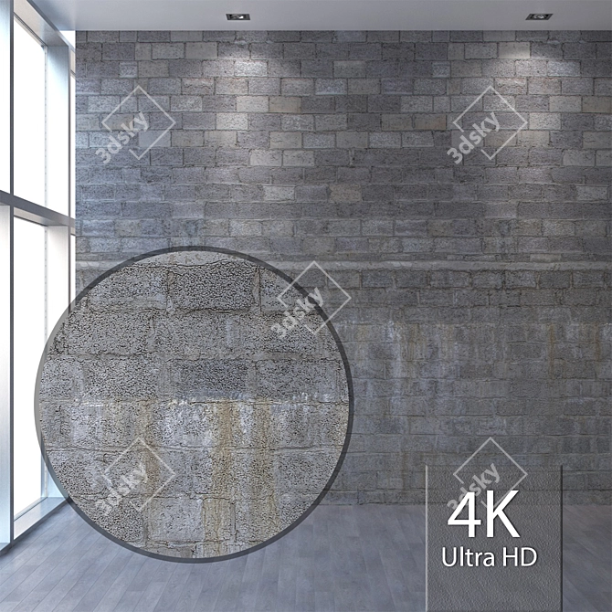 Seamless Concrete Wall Texture 3D model image 1