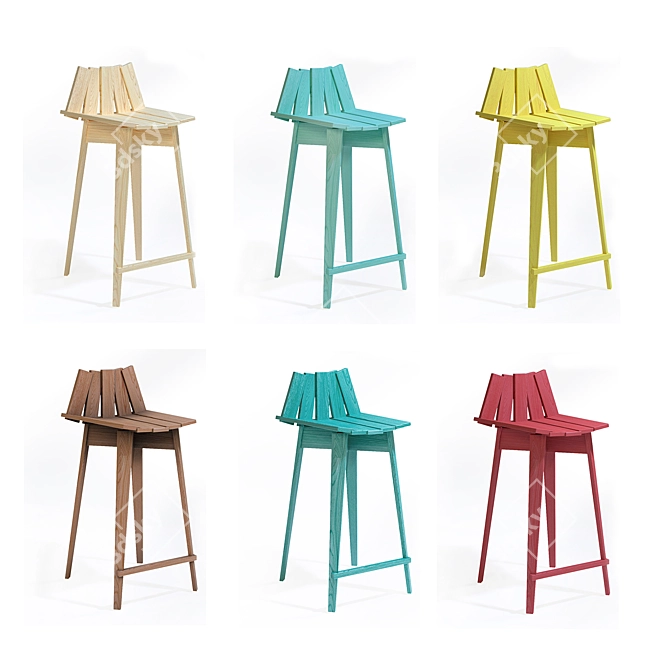 Modern Designer Frank Bar Stool 3D model image 1