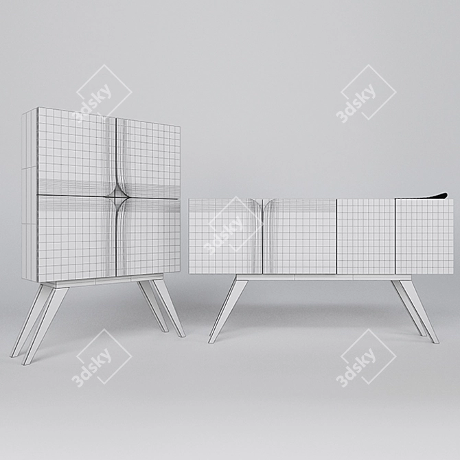 Modern Sideboard & Drawer Set 3D model image 3