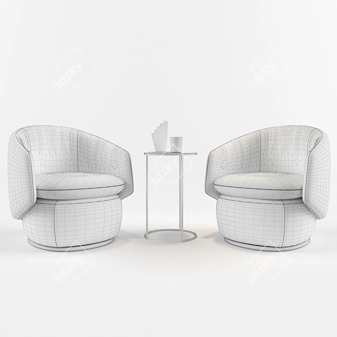 Modern Crescent Swivel Chair 3D model image 2