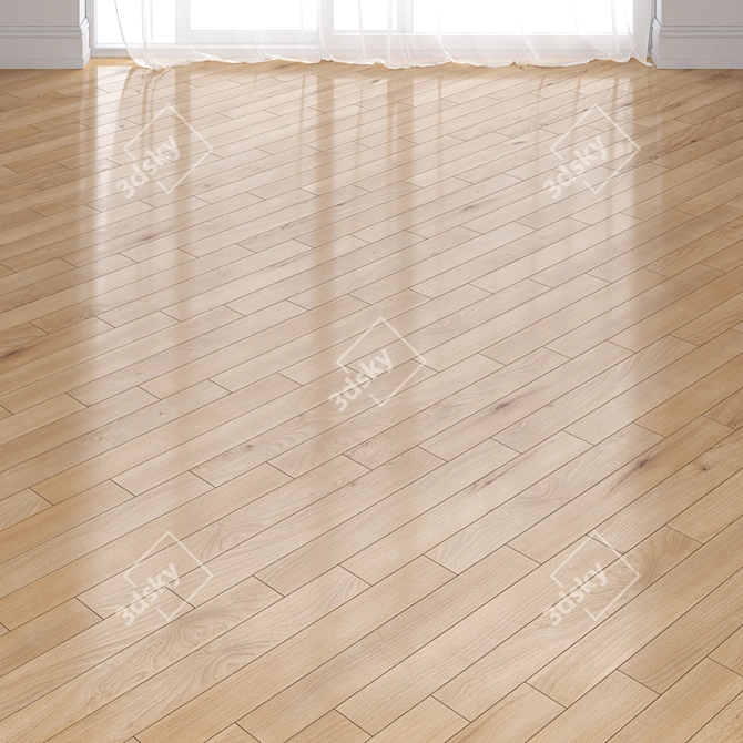 Beech Wood Parquet: Deck, Chevron & Herringbone 3D model image 3