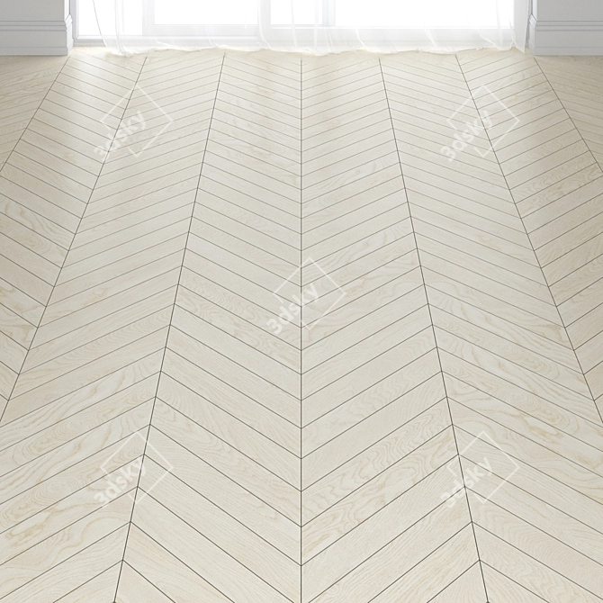 White Birch Parquet Floor: 3 Layout Options 3D model image 1