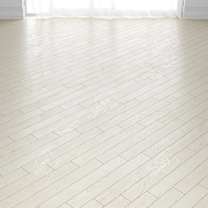 White Birch Parquet Floor: 3 Layout Options 3D model image 3