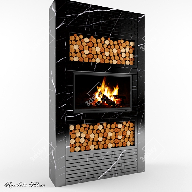 Modern Fireplace Design 3D model image 1