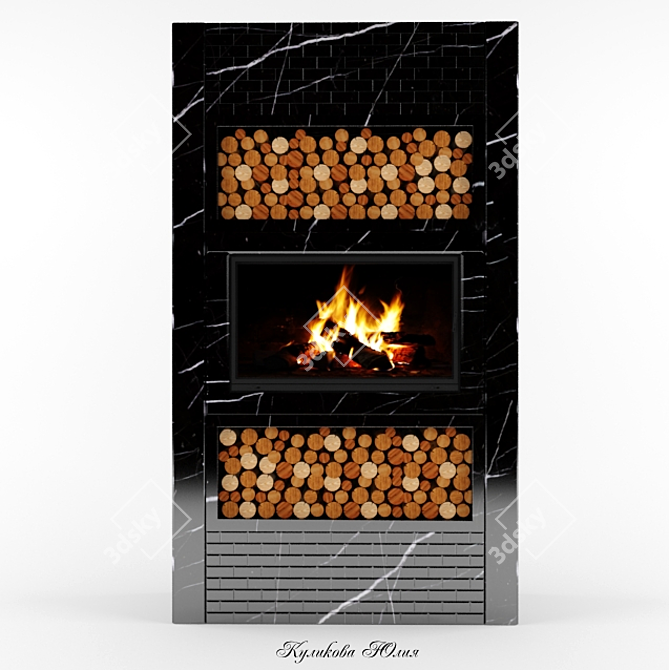 Modern Fireplace Design 3D model image 2