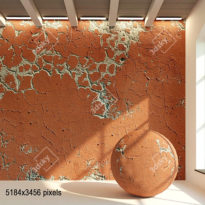 Vintage Plastered Wall Texture 3D model image 1