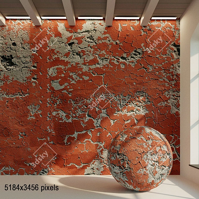 Aged Painted Wall Texture 3D model image 1