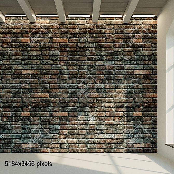 Vintage Brick Wall Texture 3D model image 1