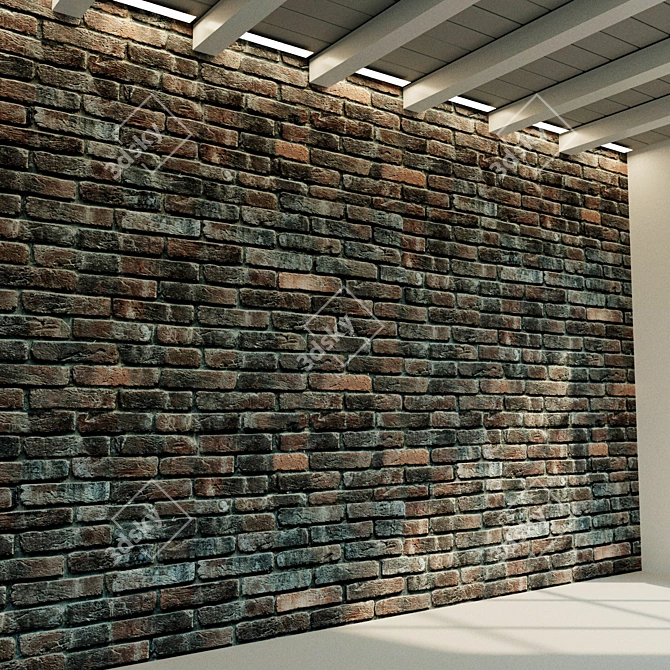 Vintage Brick Wall Texture 3D model image 2