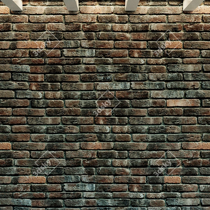 Vintage Brick Wall Texture 3D model image 3