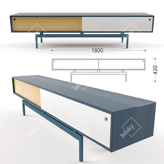 Modern Tube Collection TV Stand 3D model image 1