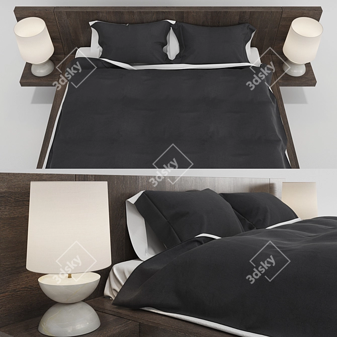 Sleek and Stylish Modern Bed 3D model image 2