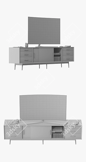 Westelm Century Media Console: Sleek Modern Design 3D model image 3