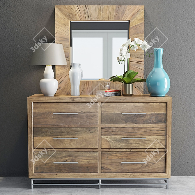 Industrial Chic Dresser Set 3D model image 1