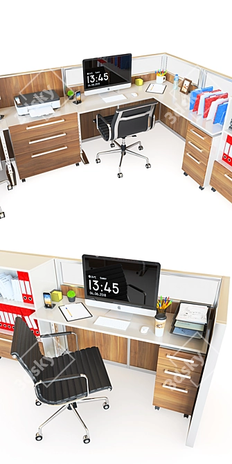 Modular Office Cubicle - Customizable with Seperator Walls 3D model image 2