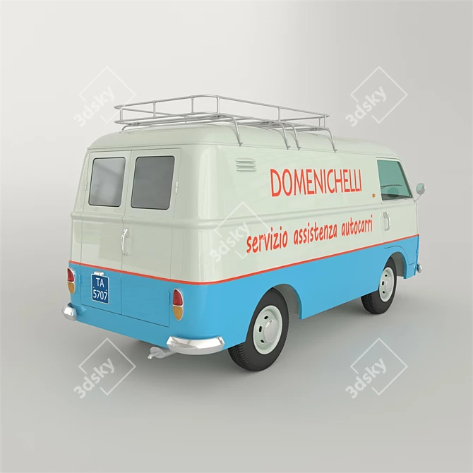 Vintage Fiat 1100T Van 1965 3D model image 2