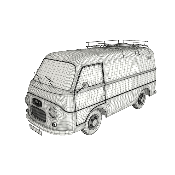 Vintage Fiat 1100T Van 1965 3D model image 3