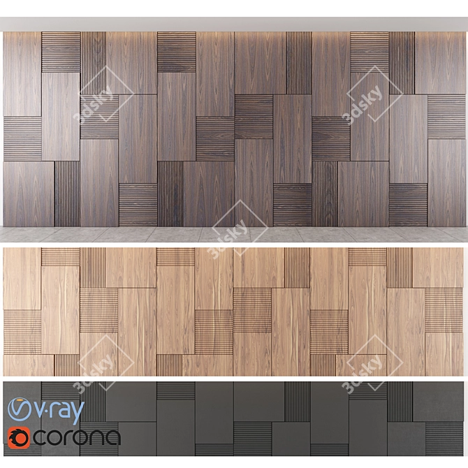 15 Panel Wall - Texture Included 3D model image 1