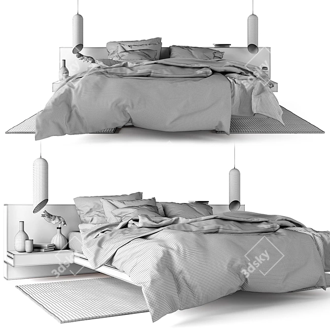 Modern Bedroom Set with Decor 3D model image 3