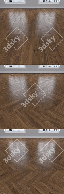 American Walnut Parquet: Herringbone, Linear, Chevron 3D model image 2