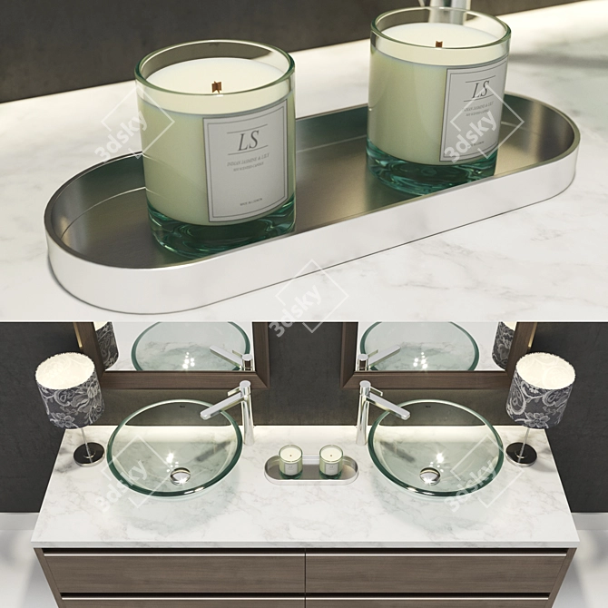 Modern 2m Bathroom Furniture Set 3D model image 2