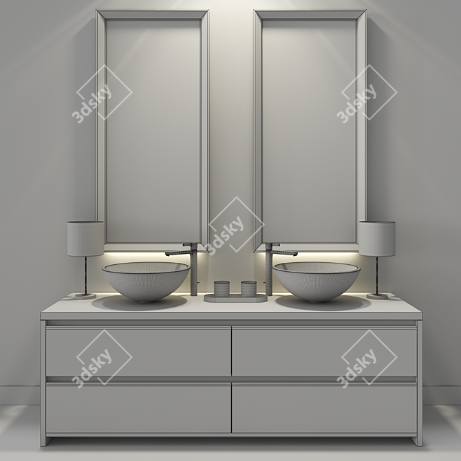 Modern 2m Bathroom Furniture Set 3D model image 3