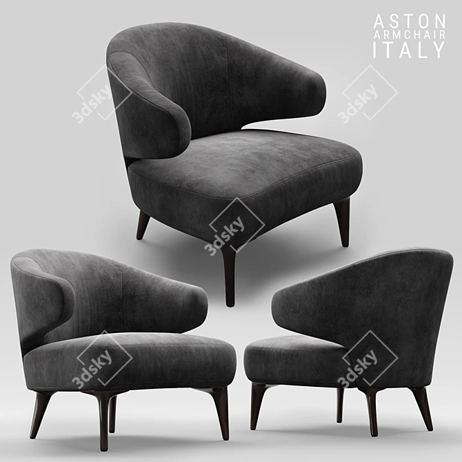 Sleek Minotti Aston Black Armchair 3D model image 1