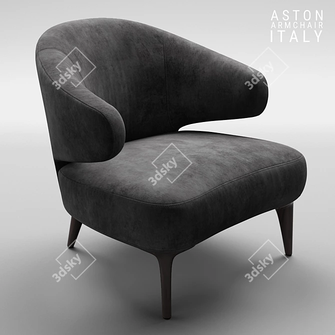 Sleek Minotti Aston Black Armchair 3D model image 2