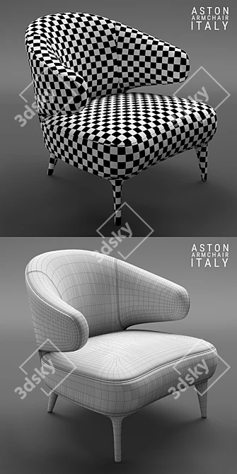 Sleek Minotti Aston Black Armchair 3D model image 3