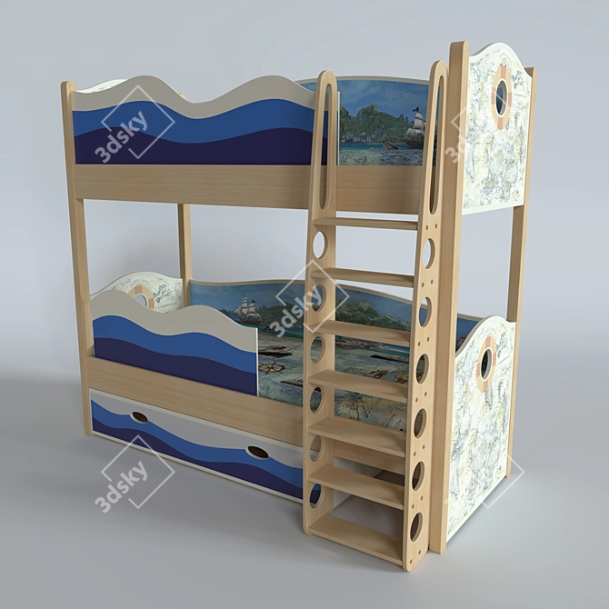 Title: Kids' Dreamland Bunk Bed 3D model image 1