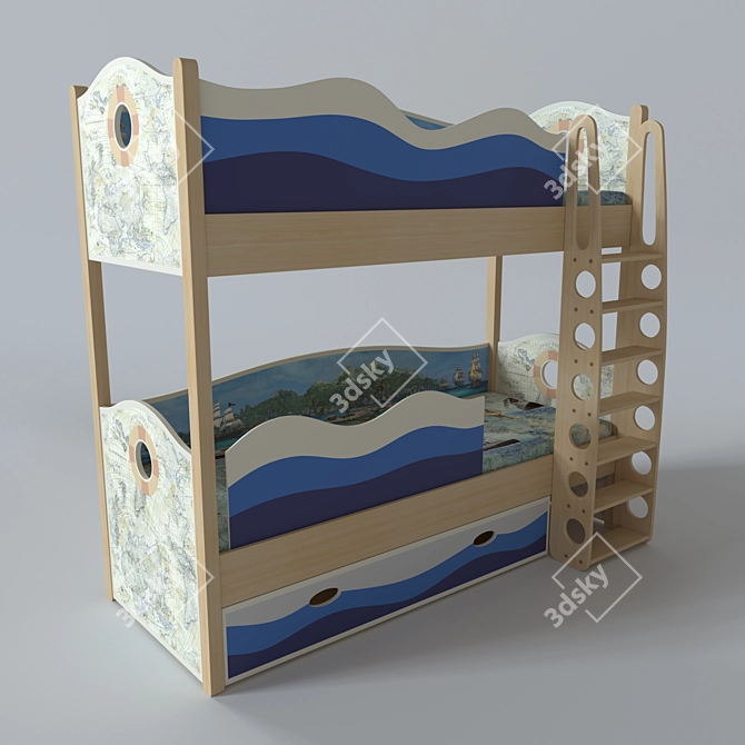 Title: Kids' Dreamland Bunk Bed 3D model image 2