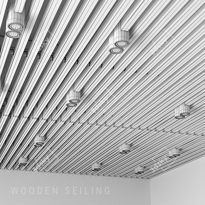 Wooden Ceiling with Aluminum Lighting 3D model image 2