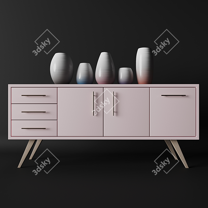 Elegant Vase Cupboard 3D model image 1