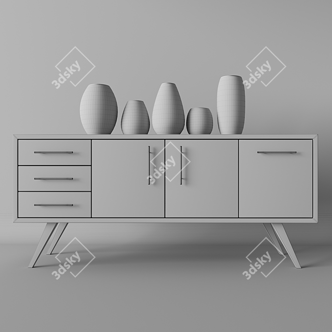 Elegant Vase Cupboard 3D model image 2