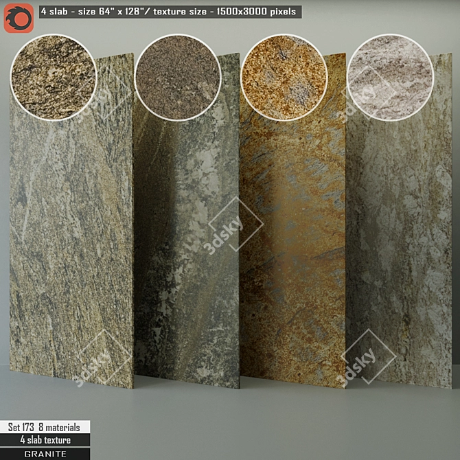 Elegant Granite Slab Set 3D model image 1