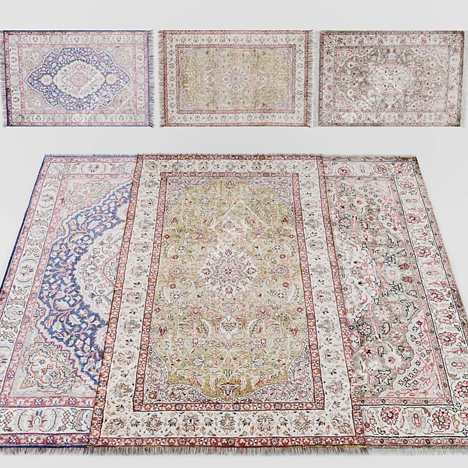 Exquisite Persian Handmade Carpet 3D model image 1