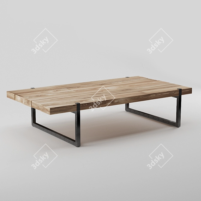 Rustic Reclaimed Teak Coffee Table 3D model image 1