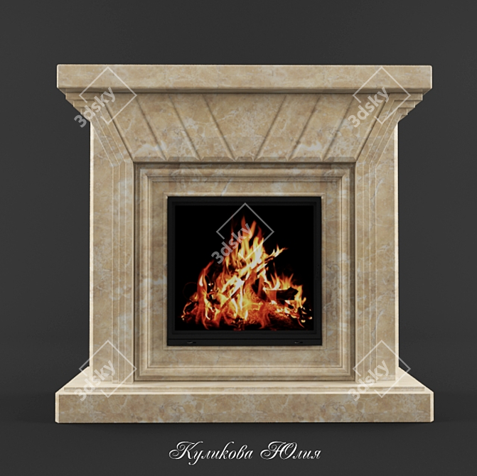 Elegant Marble Fireplace Portal 3D model image 1