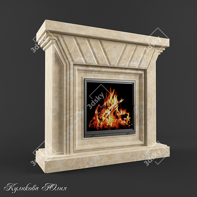 Elegant Marble Fireplace Portal 3D model image 2