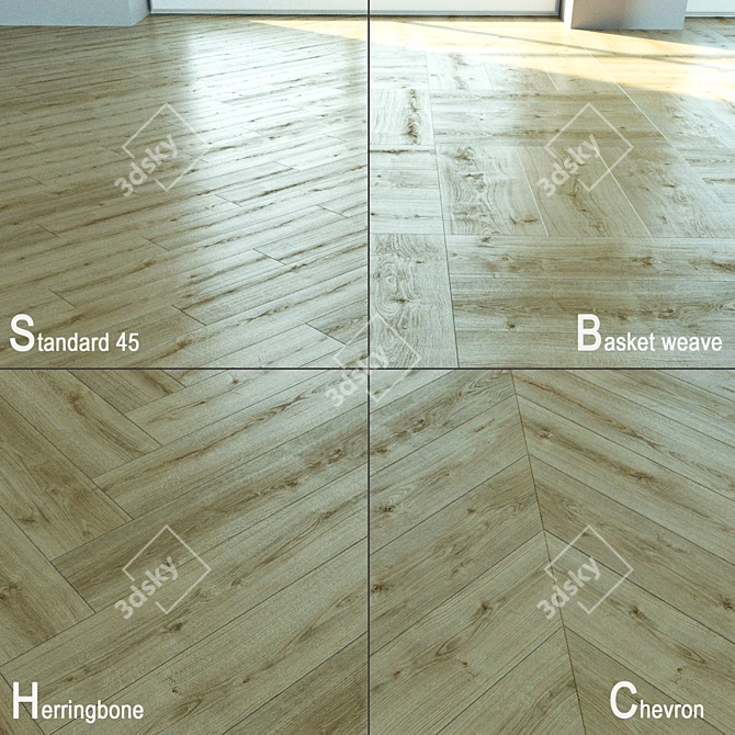 Natural Wood Parquet Flooring 3D model image 1