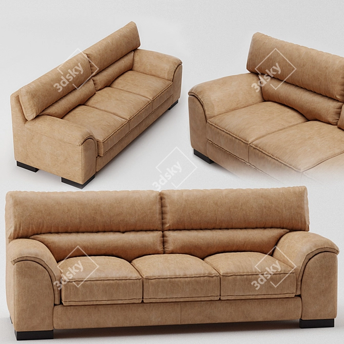 Elegant Malika Sofa - W215cm L90cm H85cm 3D model image 1