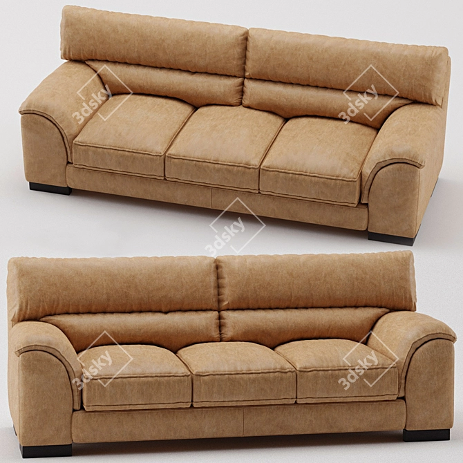 Elegant Malika Sofa - W215cm L90cm H85cm 3D model image 2