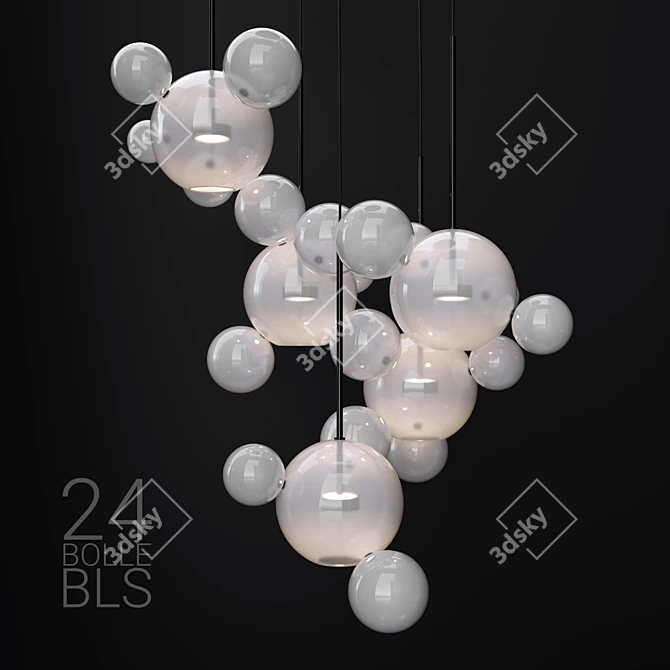 Frosted Black BOLLE 24 Bubble Pendant 3D model image 1