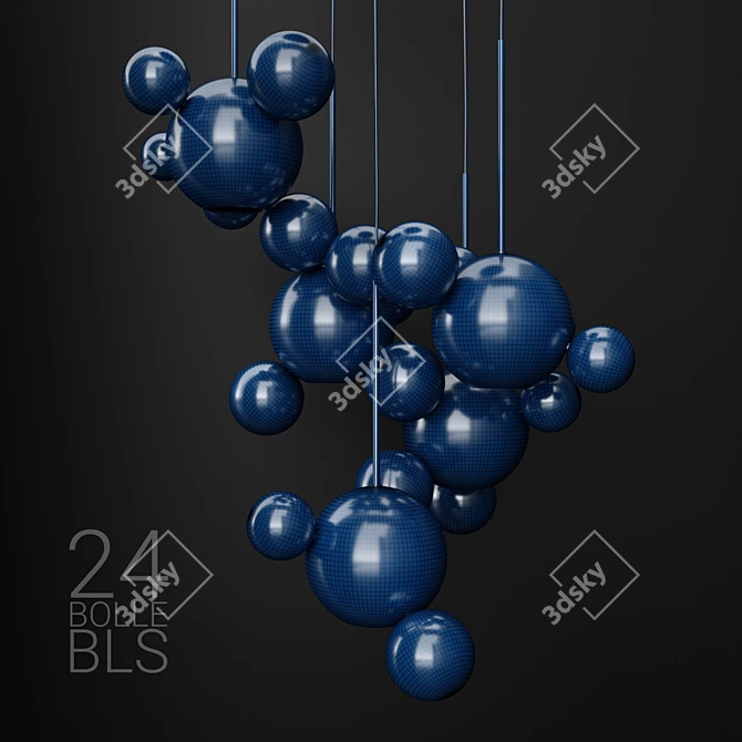 Frosted Black BOLLE 24 Bubble Pendant 3D model image 2