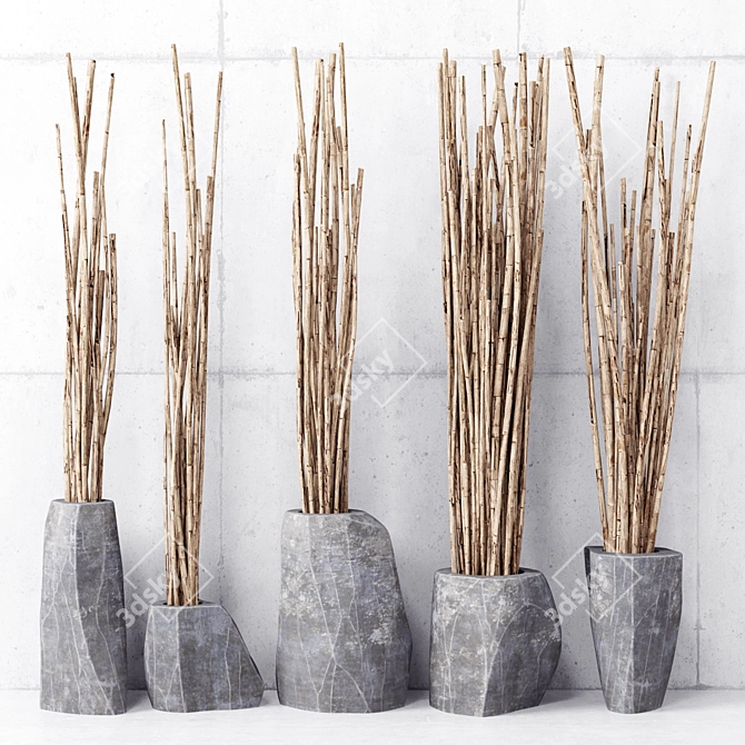 Elegant Branch Vases: Natural Beauty 3D model image 1