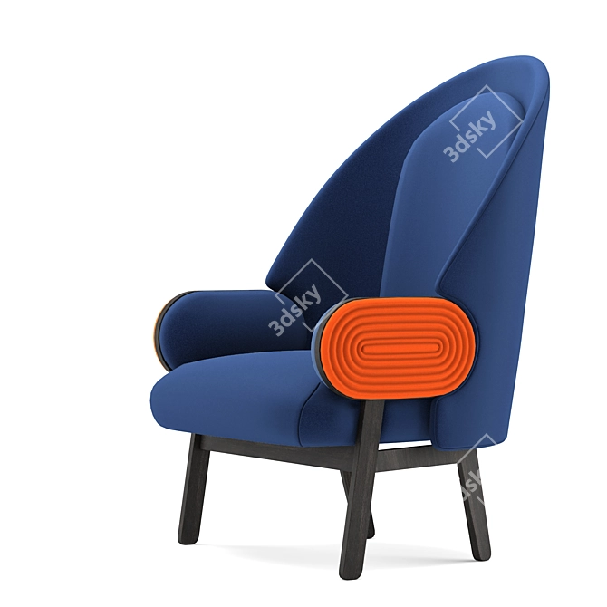 Vintage Moon-B: Contemporary Armchair 3D model image 3