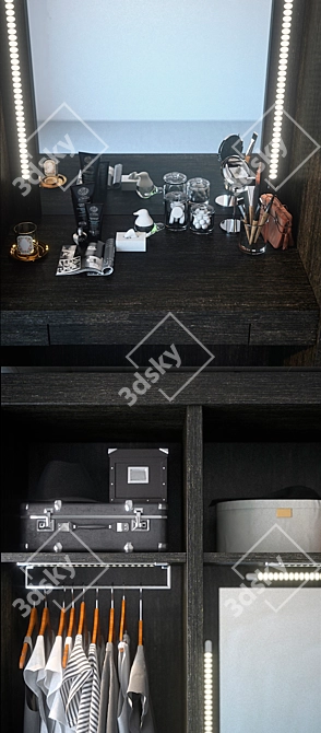  Stylish Wardrobe with Dressing Table 3D model image 2